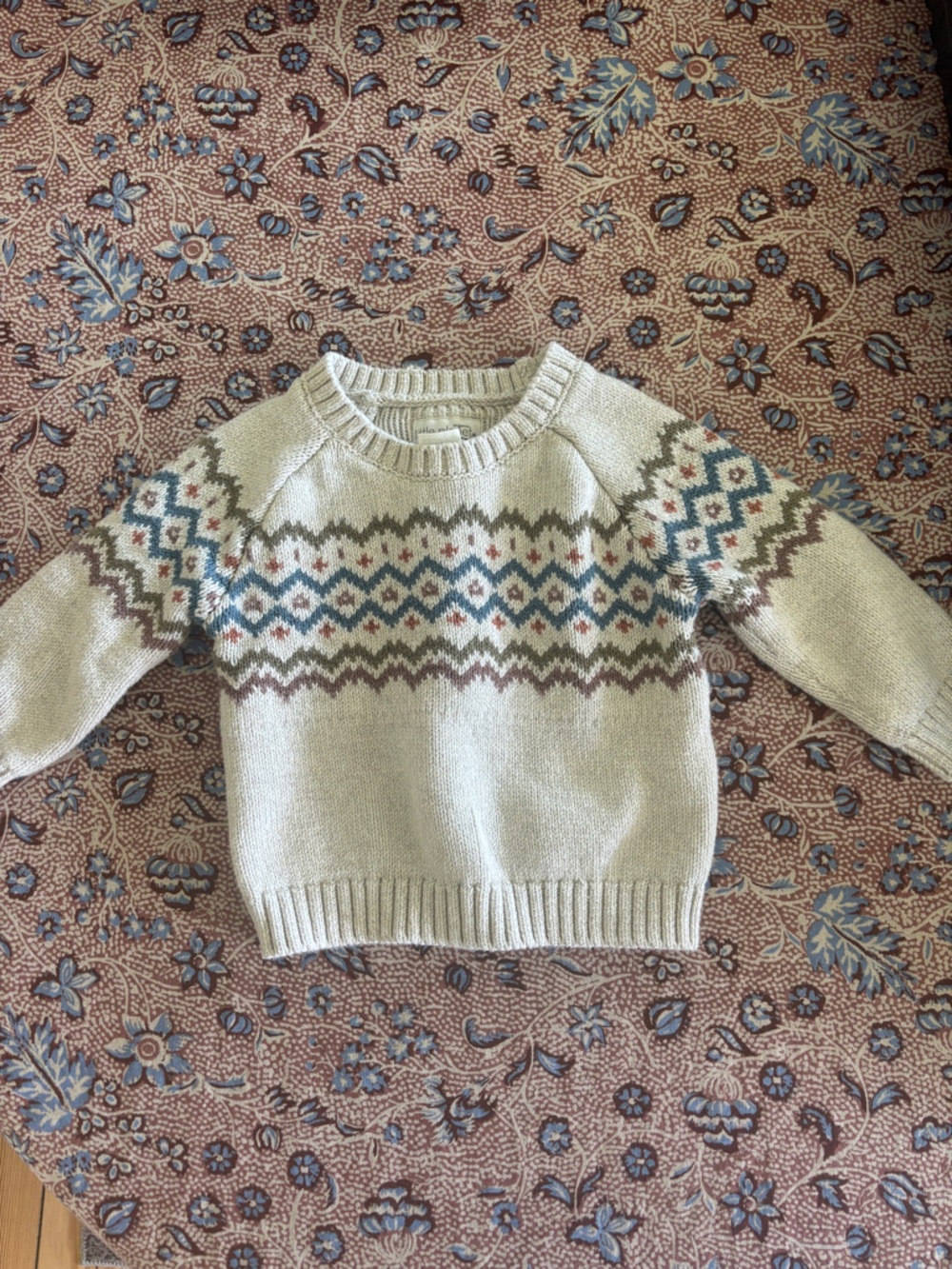 Cream Fair Isle Knit baby Sweater